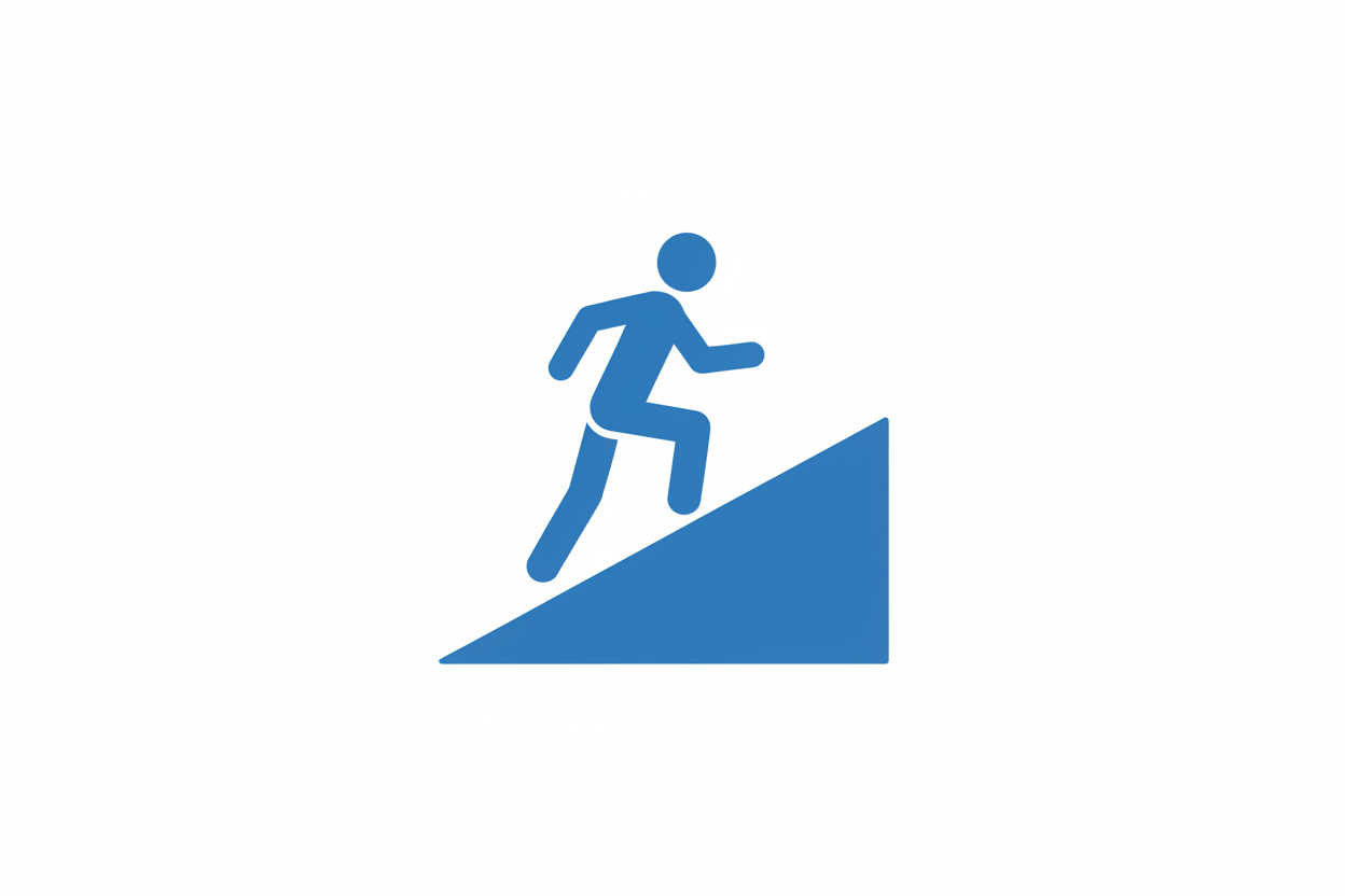 clip art in blu di una persona salendo una rampa